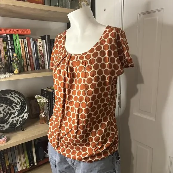 Boden 6 Cream & Rust Polka Dot Blouse - Picture 3 of 7